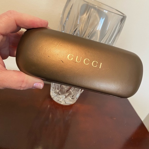 GUCCI~Bronze Metallic Leather Hard Shell Glasses Case - Picture 12 of 12